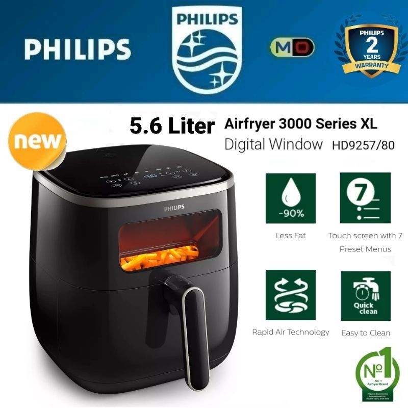 Philips Airfryer 3000 Series XL Digital Window HD9257/80, TV & Home  Appliances, Kitchen Appliances, Fryers on Carousell