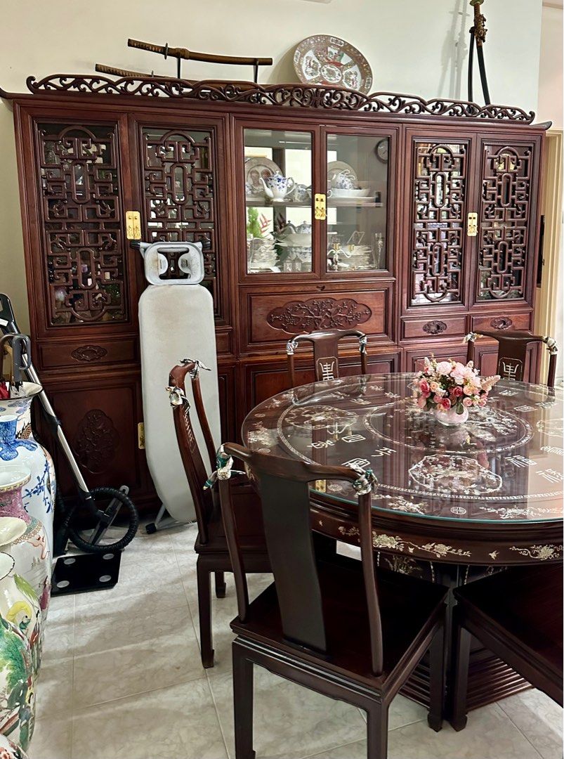 Rosewood top china cabinet
