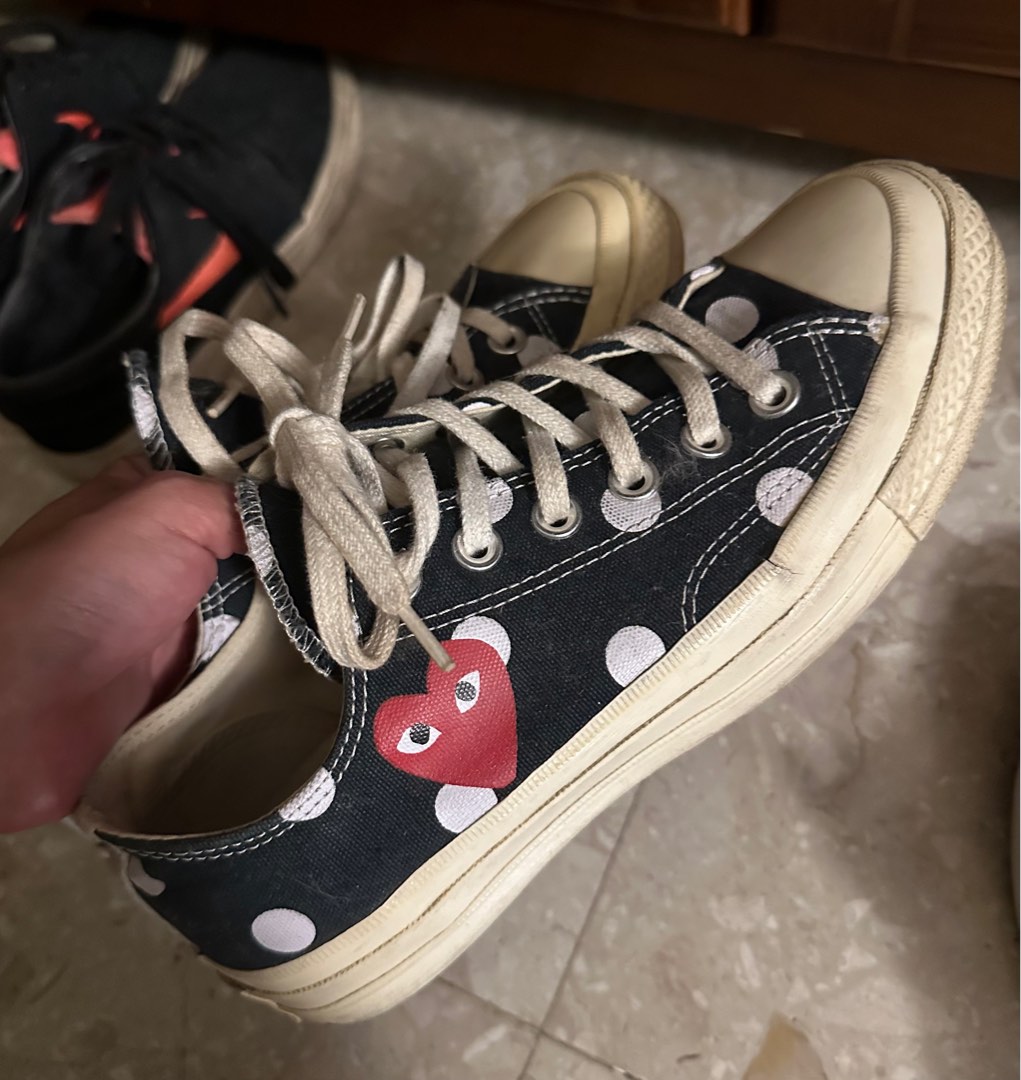 Cdg converse black polka sales dot