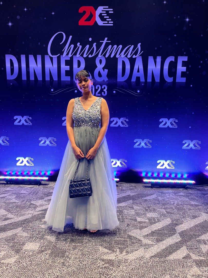 Silver sale dinner dress