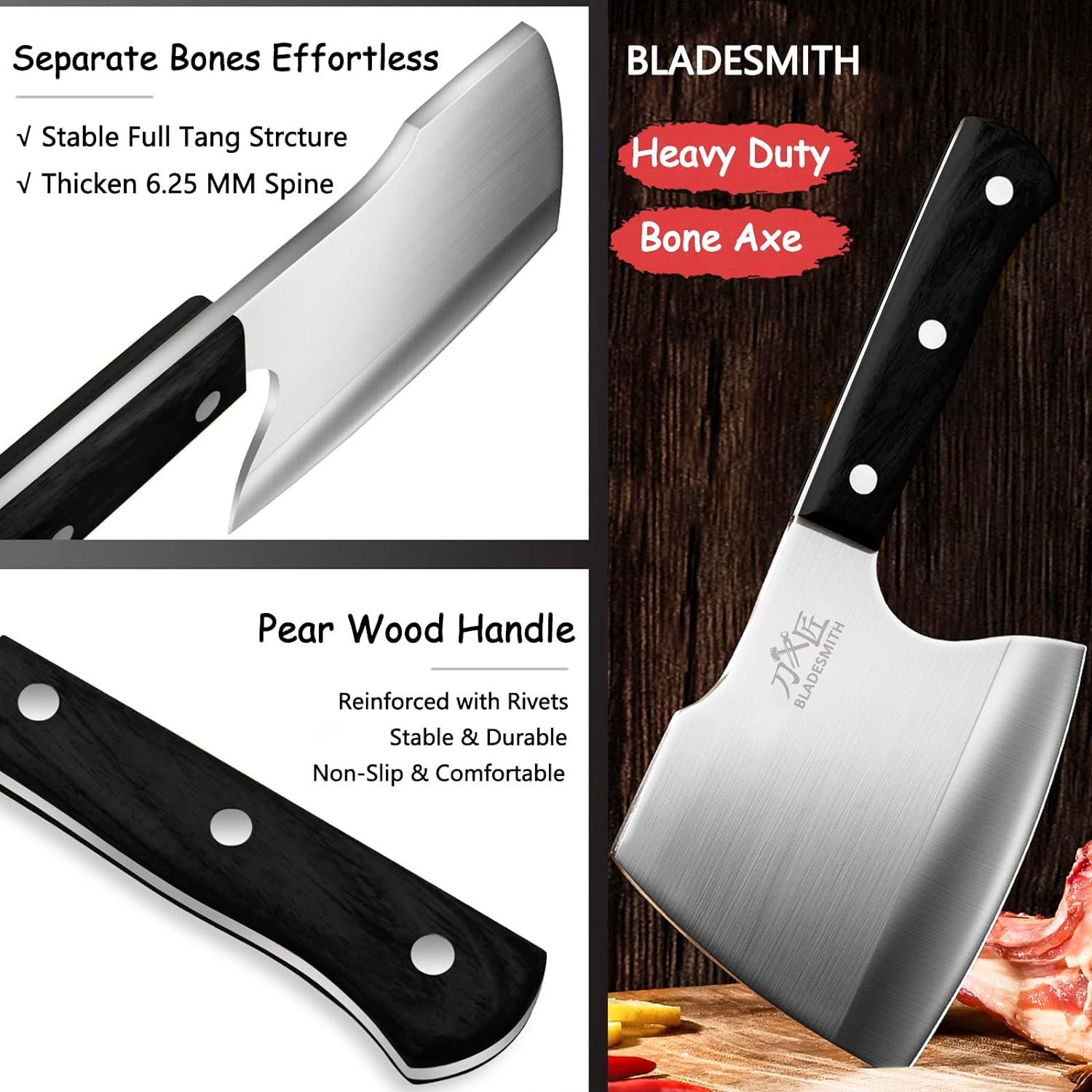 Bladesmith Kitchen Meat Cleaver 7 inch with Sandalwood Handle