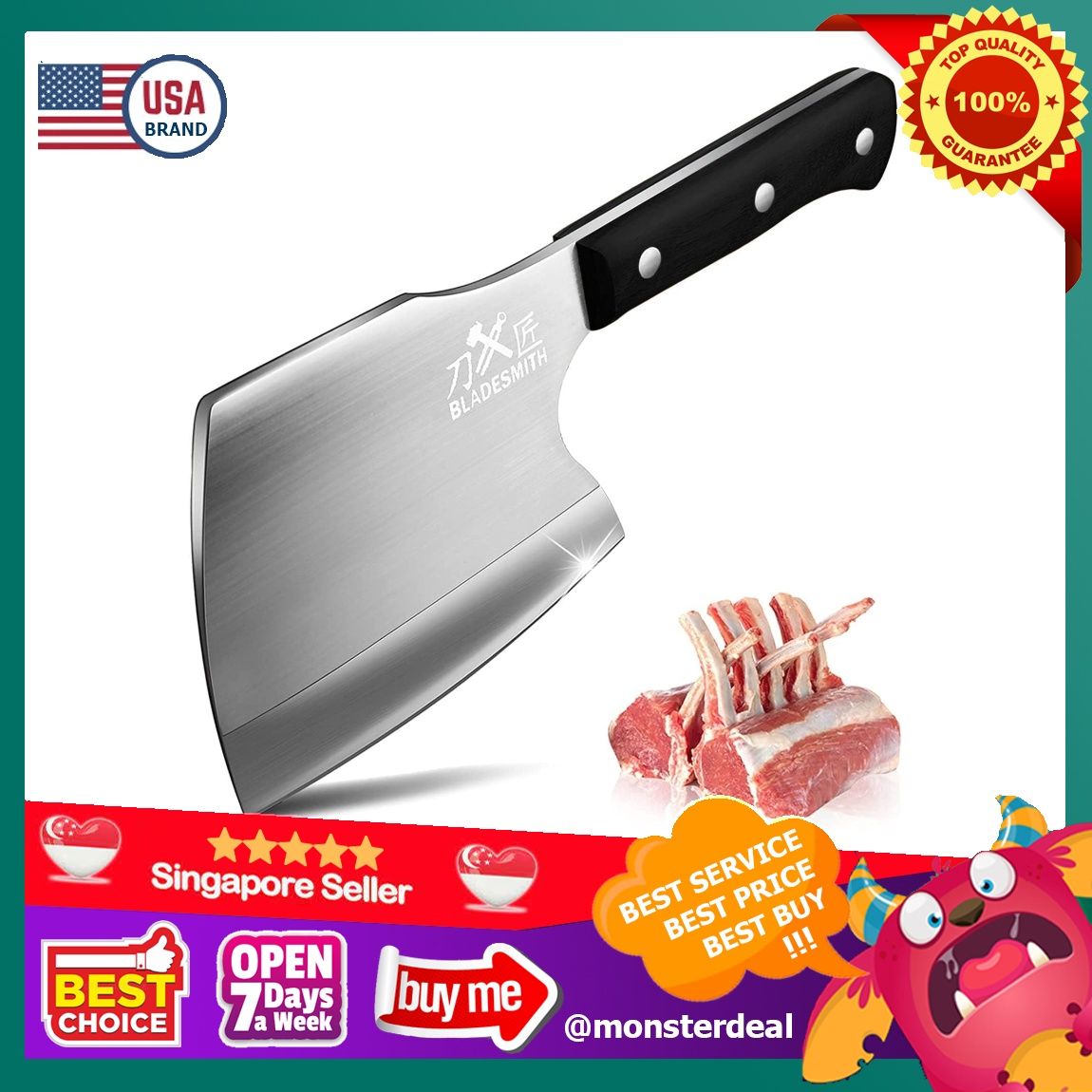 High Carbon steel Butcher Knife Heavy Duty knife Meat Cleaver Kitchen Axes  Shape