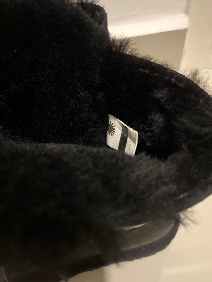 BN 38 UGG Black Dark Green Suede Sheepskin Sheep Fur Winter Snow