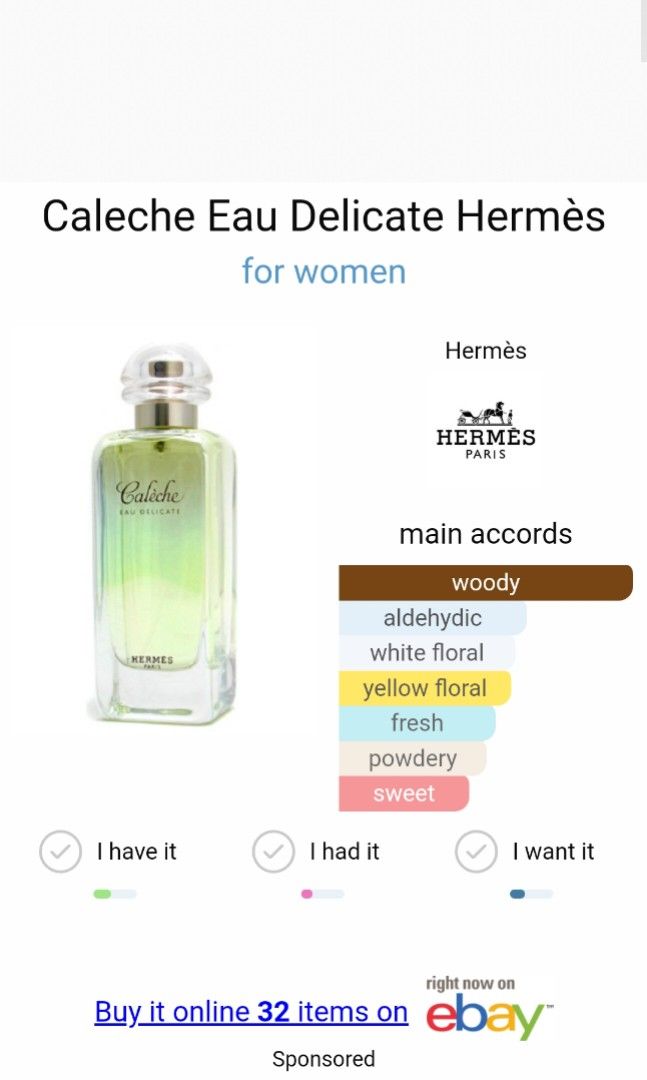 Caleche Eau Delicate by HERMES Original Tester Eropa NEW NON BOX