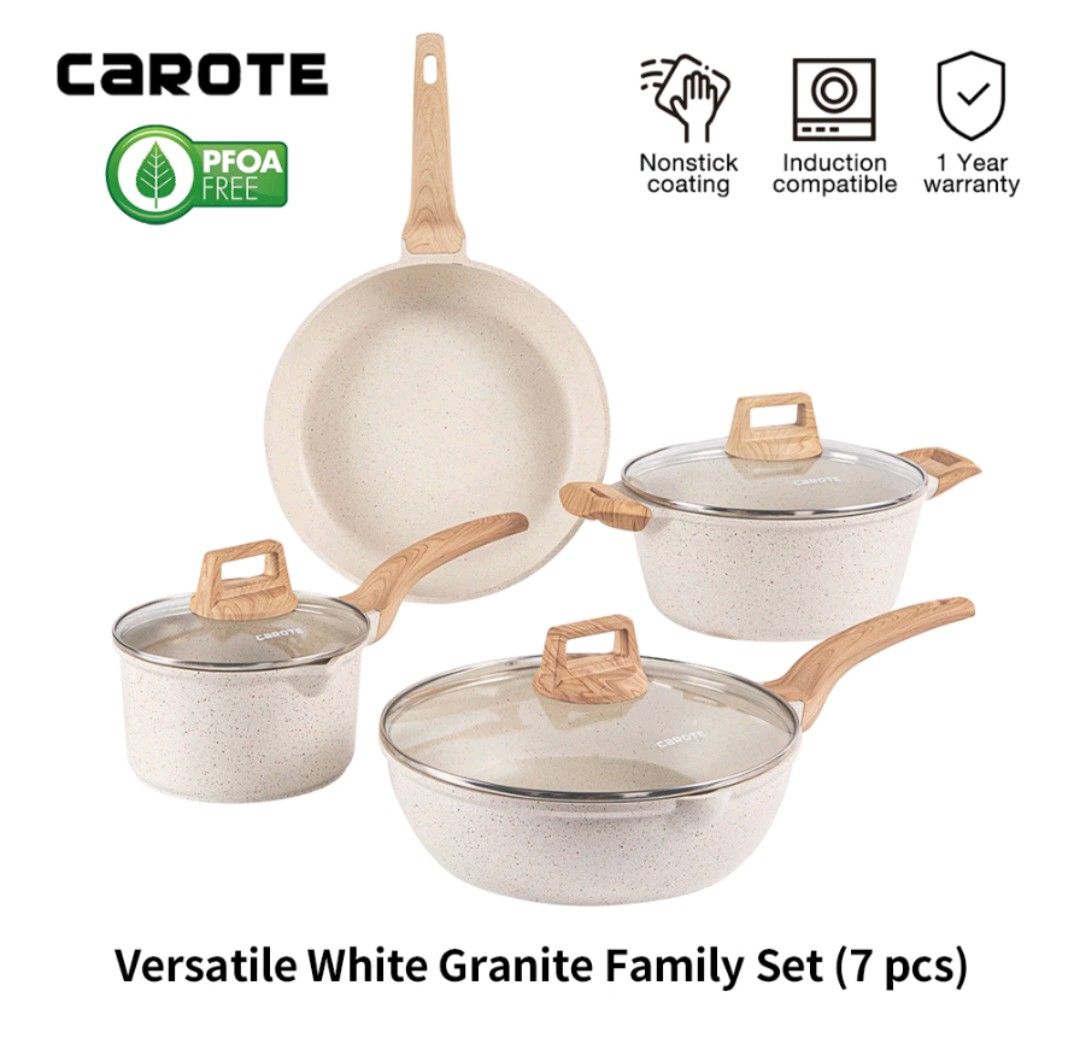 CAROTE 15pcs Pots and Pans Set, Nonstick Cookware Set Detachable Handl