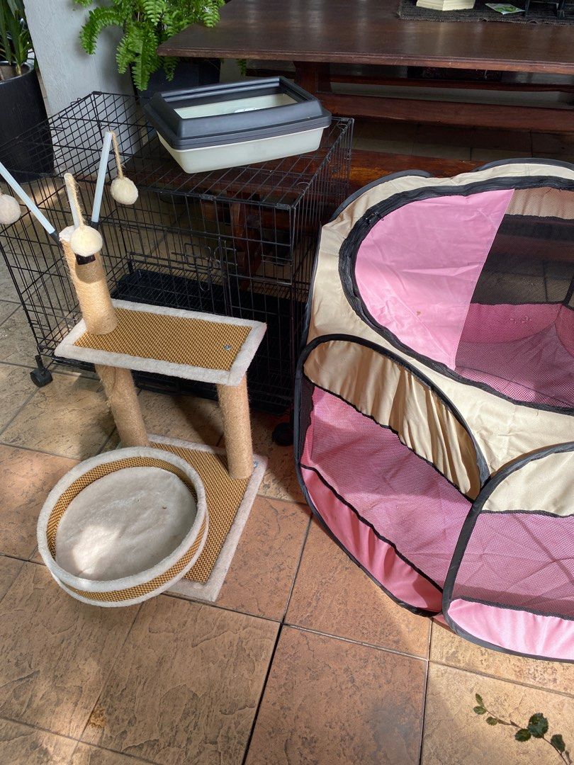 Cat playpen with litter box sales