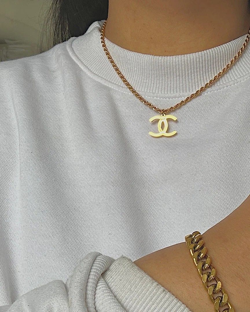 Chanel Mini CC Logo Necklace 24k Gold