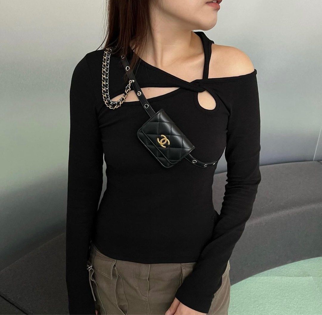 Chanel Punk Belt Bag Card Holder Belt Black. Ghw Rhw Phw