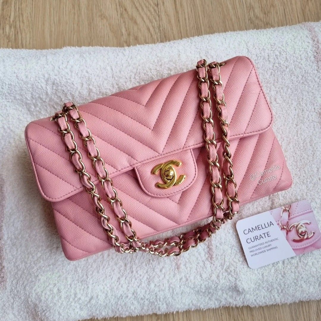 Chanel Small Classic Flap Caviar Pink 19s Light Gold Hw Women s