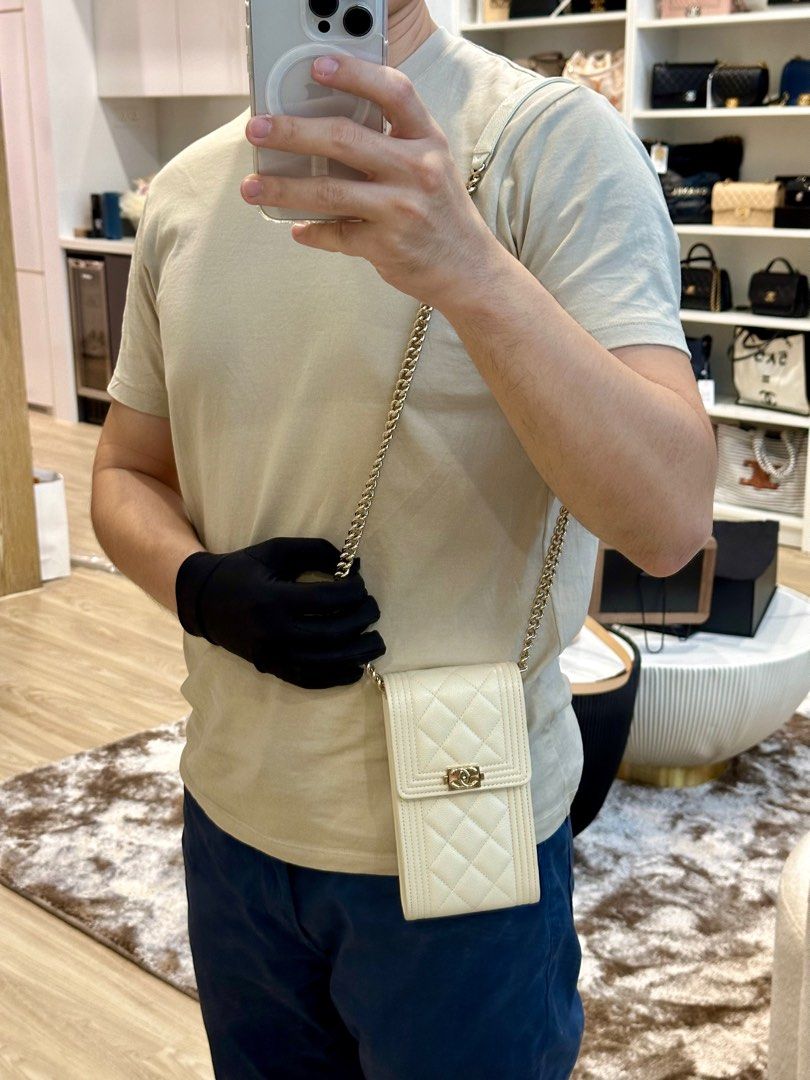 Chanel White Caviar 19 Phone Bag LGHW
