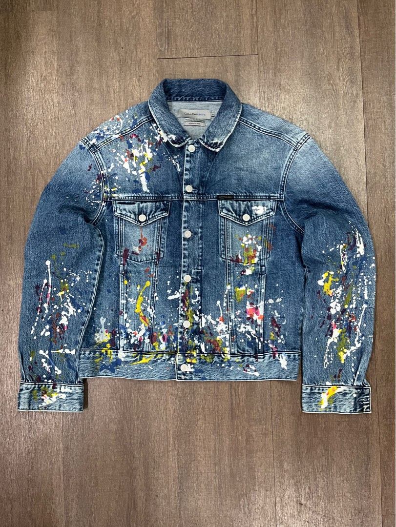 Calvin klein painted denim jacket sales