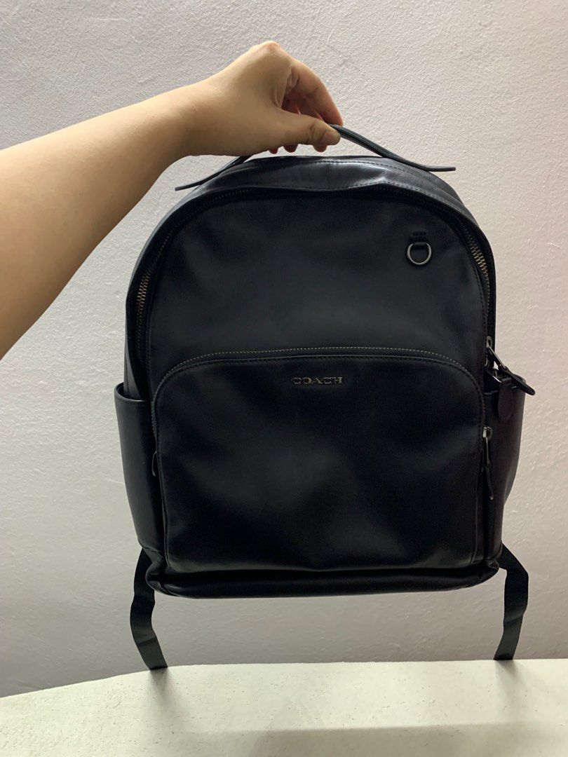 Coach black leather backpack new arrivals