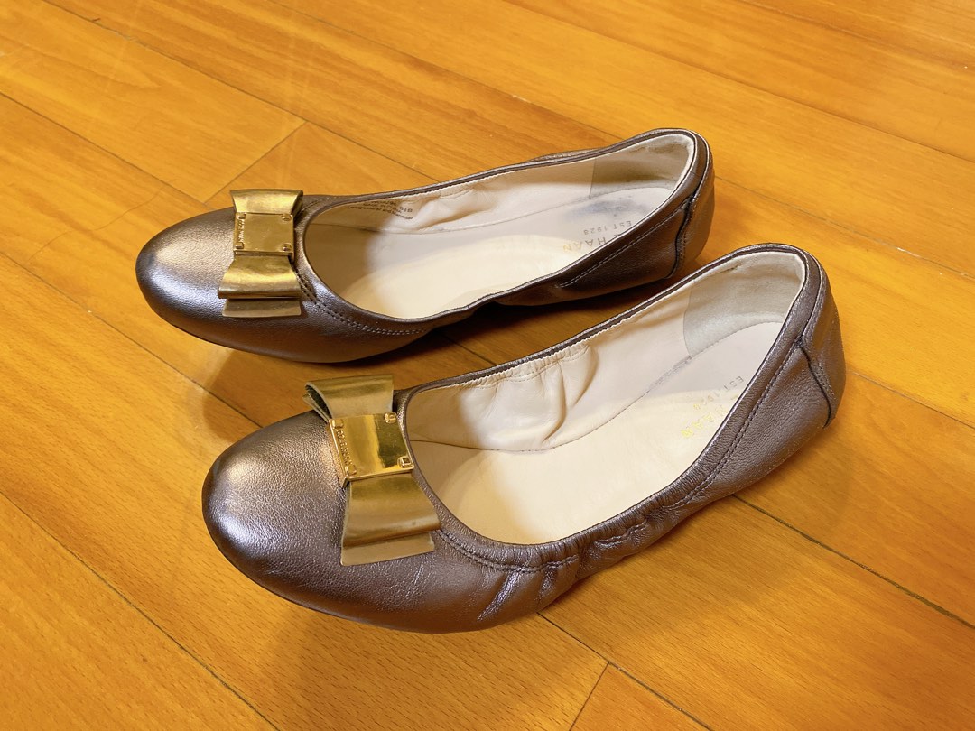 Cole Haan Grand O.S. Tali Bow Ballet Flat Metallic Leather