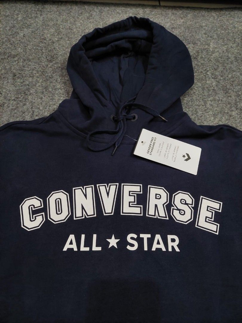 Converse Hoodie Navy Fesyen Pria Pakaian Atasan di Carousell
