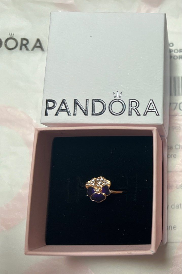 Deep purple pansy flower Ring Women s Fashion Jewelry