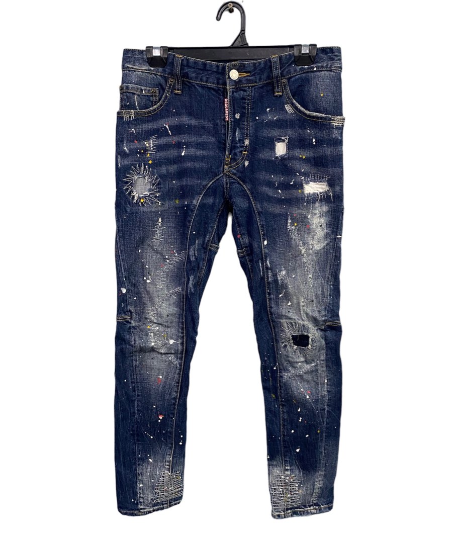 DSQUARED Disstressed Paint Splatter Jeans Size 30 Inci Men s