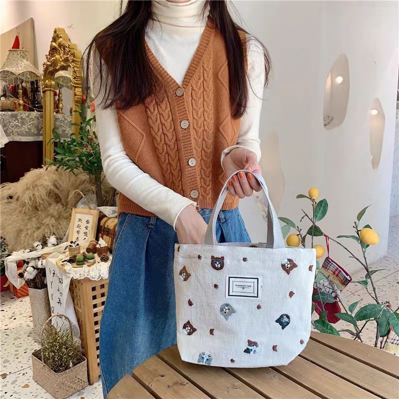 Cat canvas tote on sale bag