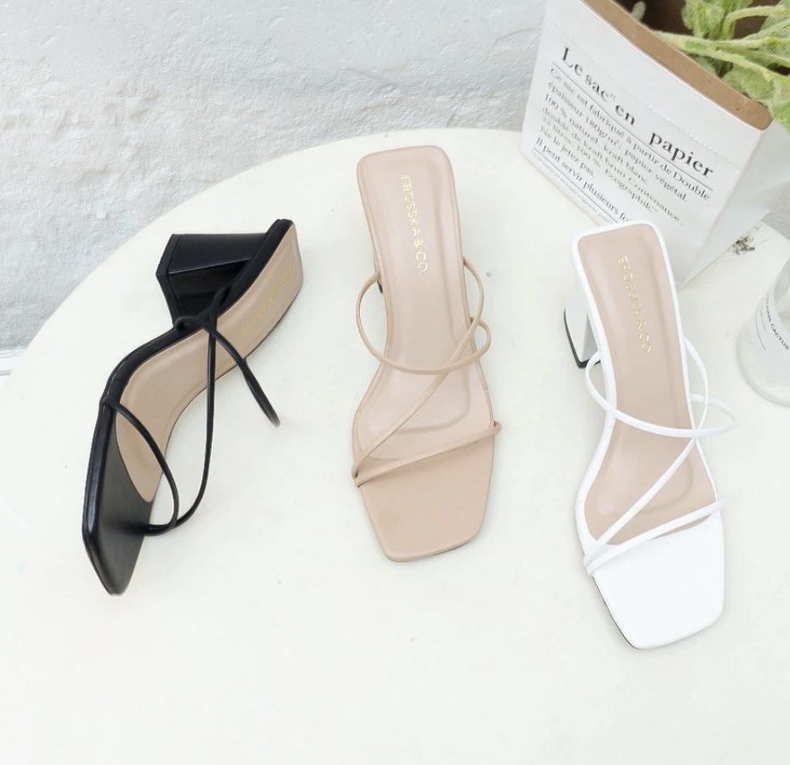 Double strap thin heeled sandals sale