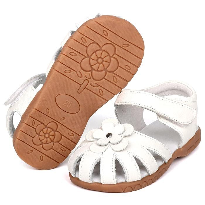 Girls white discount closed toe sandals