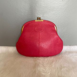 Fennec Pink Leather Kisslock Clutch