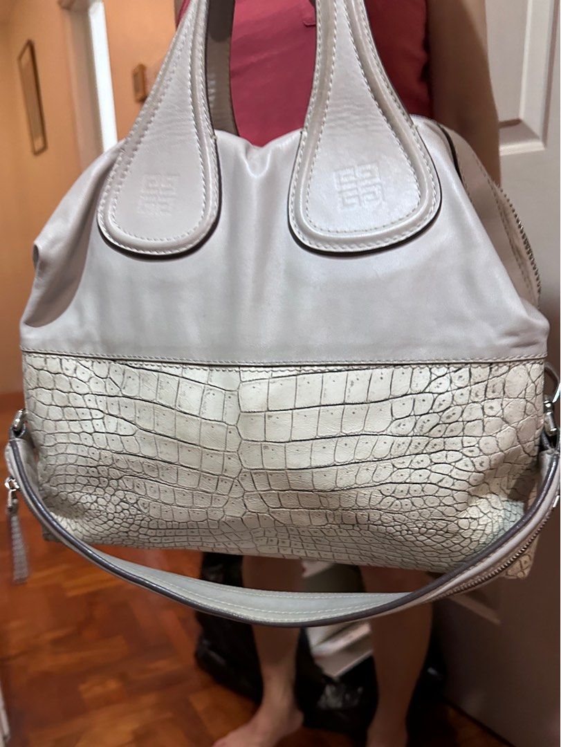Givenchy Nightingale Medium Stamped Crocodile Satchel Bag
