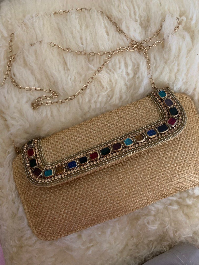 Gold colour clutch new arrivals bag