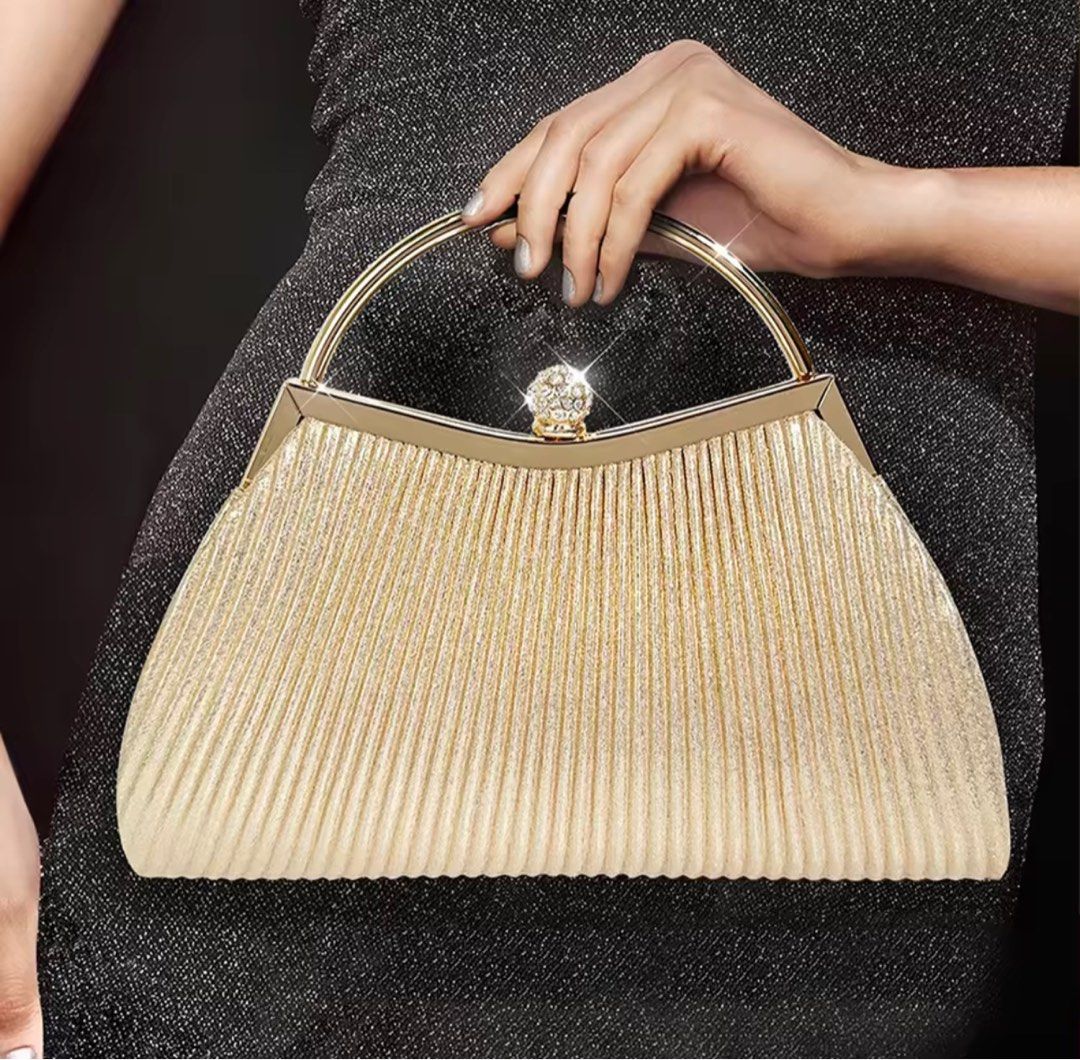 Gold evening clutch bag