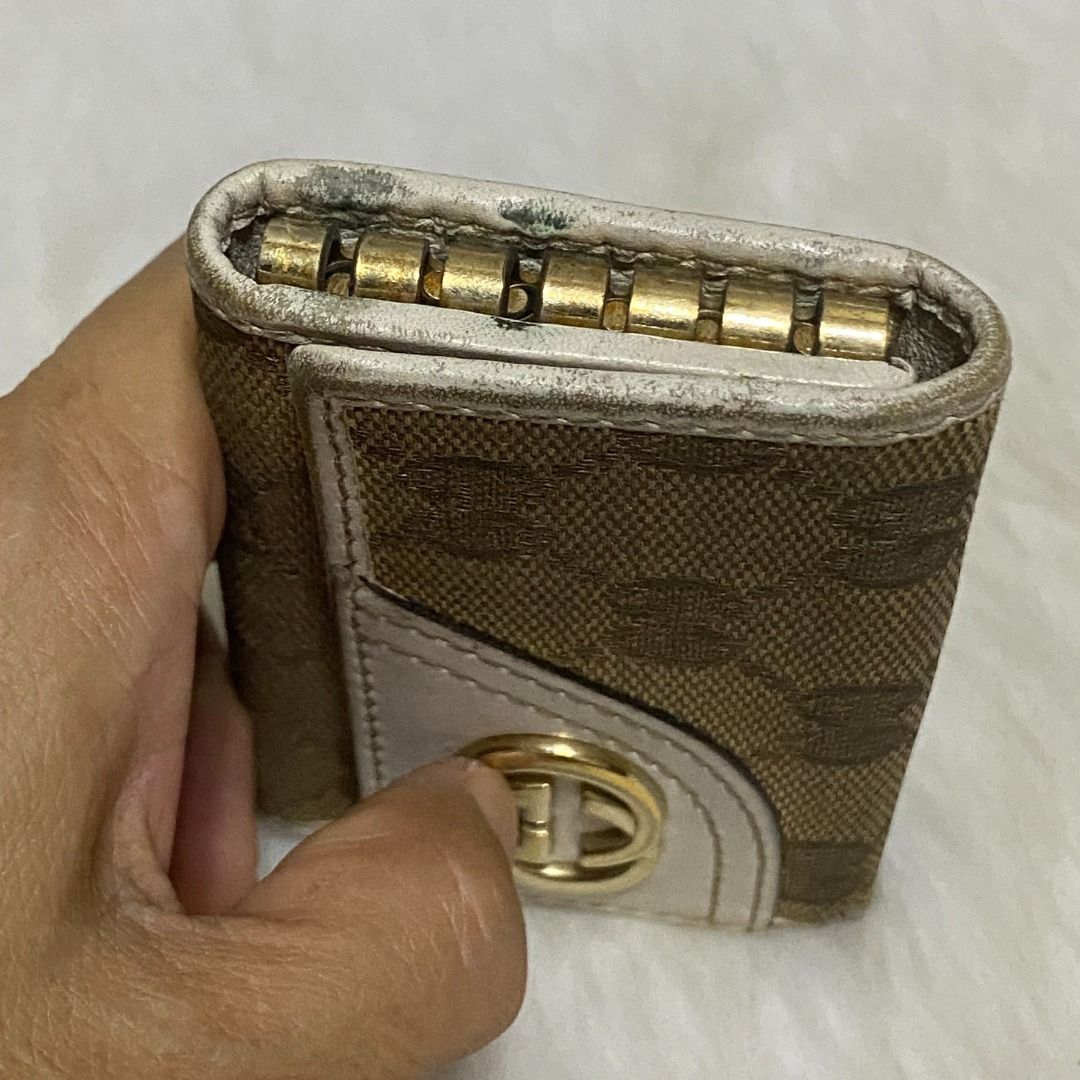 Gucci Vintage Brown White Canvas Leather Key Holder Case Women s Fashion Bags Wallets Wallets Card holders on Carousell