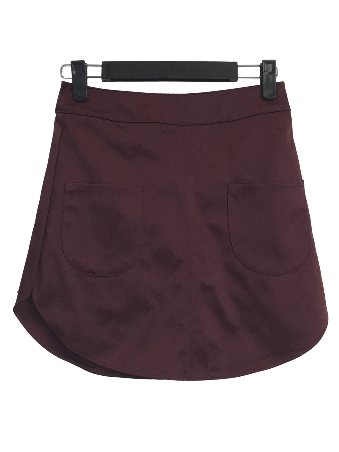 H M Burgundy Satin Skirt