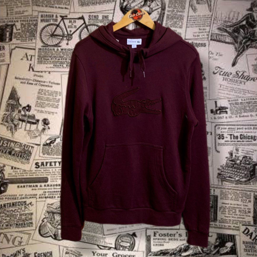 Burgundy top lacoste hoodie