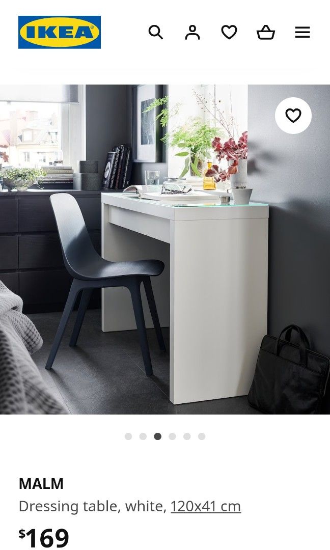 Malm dressing table discount glass top