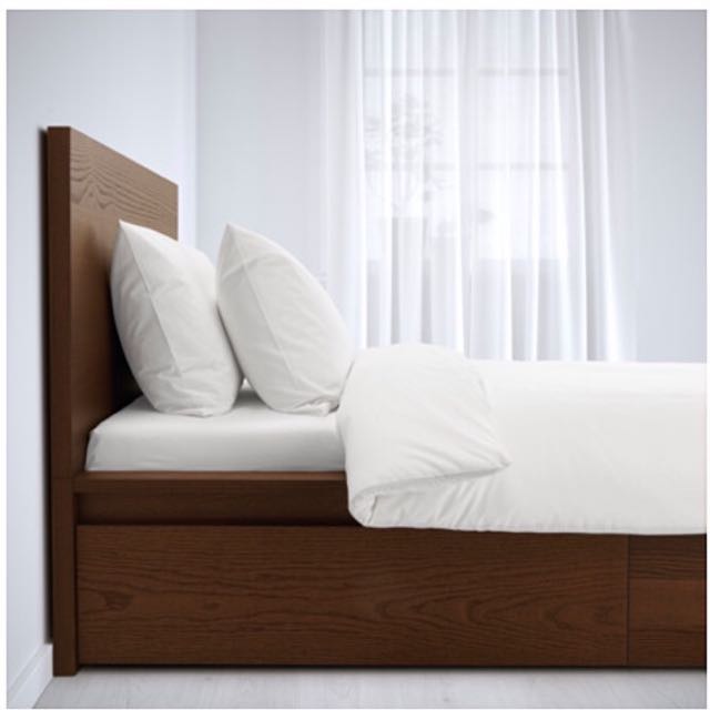 IKEA Wooden storage King bed frame with Drawer, TV & Home Appliances