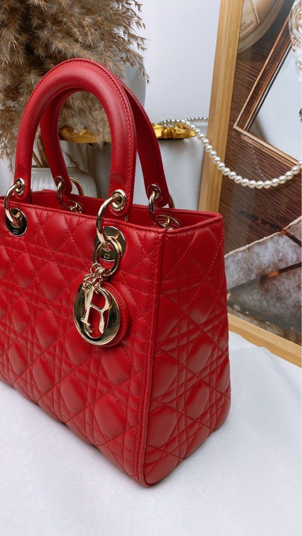 Lady dior online red medium