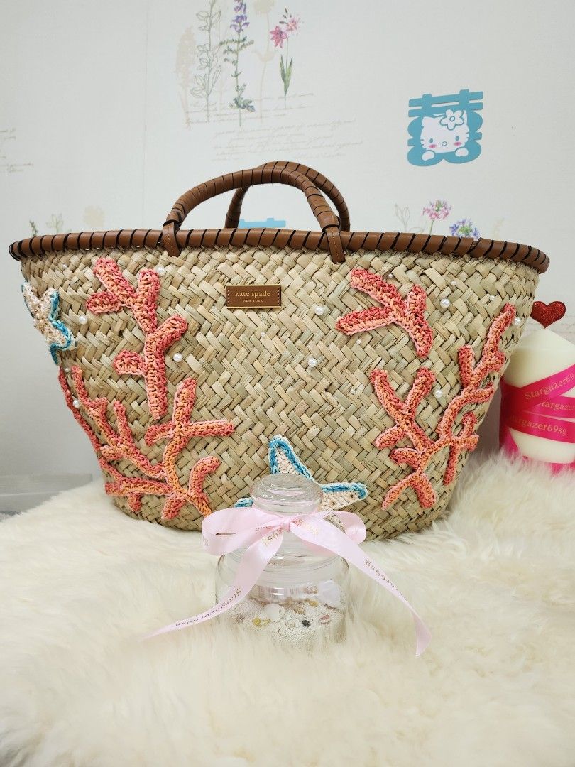 Kate spade straw bag on sale with bow
