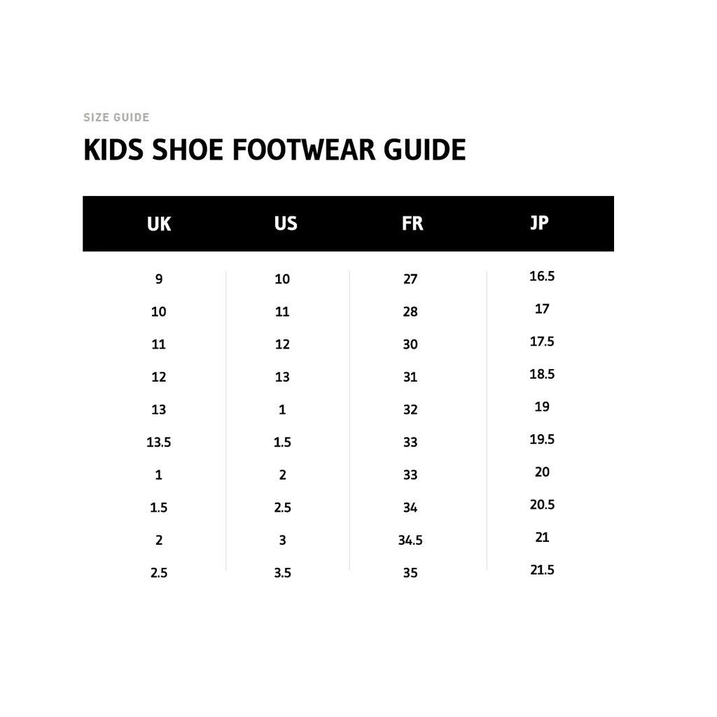 Puma infant shoes size chart online
