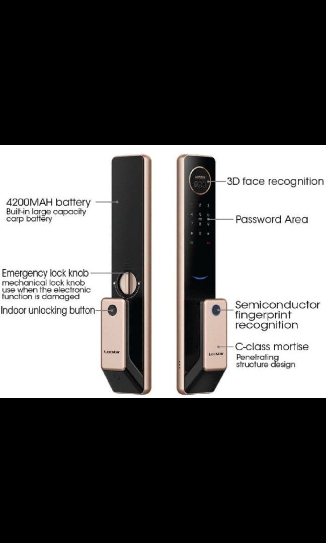 Lateat Lockstar facial Digital door lock bundle, Furniture & Home