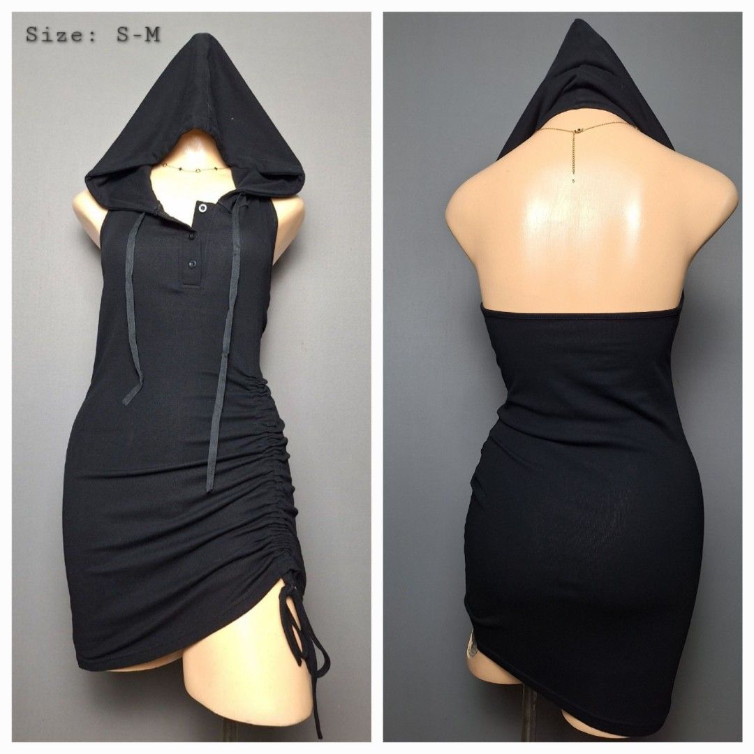 LIKE NEW Hoodie Backless Ruched Dress S M