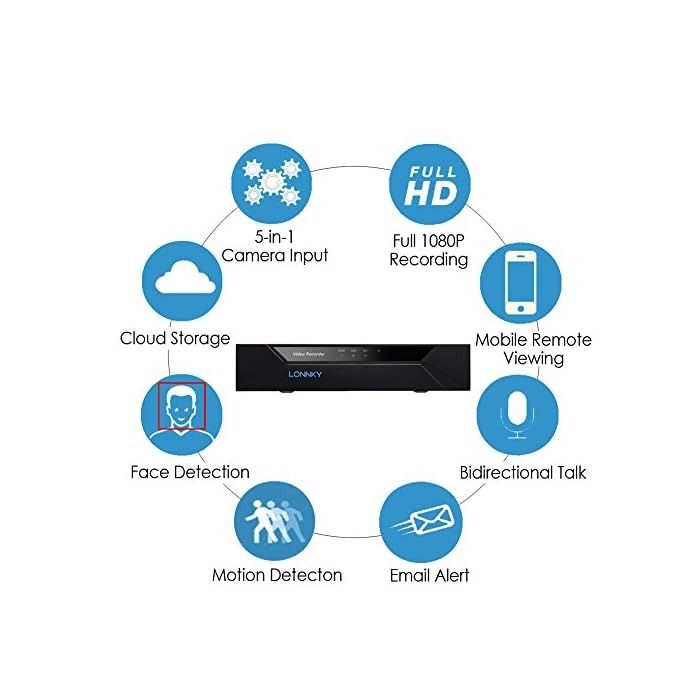 LONNKY Security Camera System 8CH Full HD 1080P Waterproof DVR Surveillance System 4Pcs Outdoor Indoor Security Bullet Camera 80ft Night