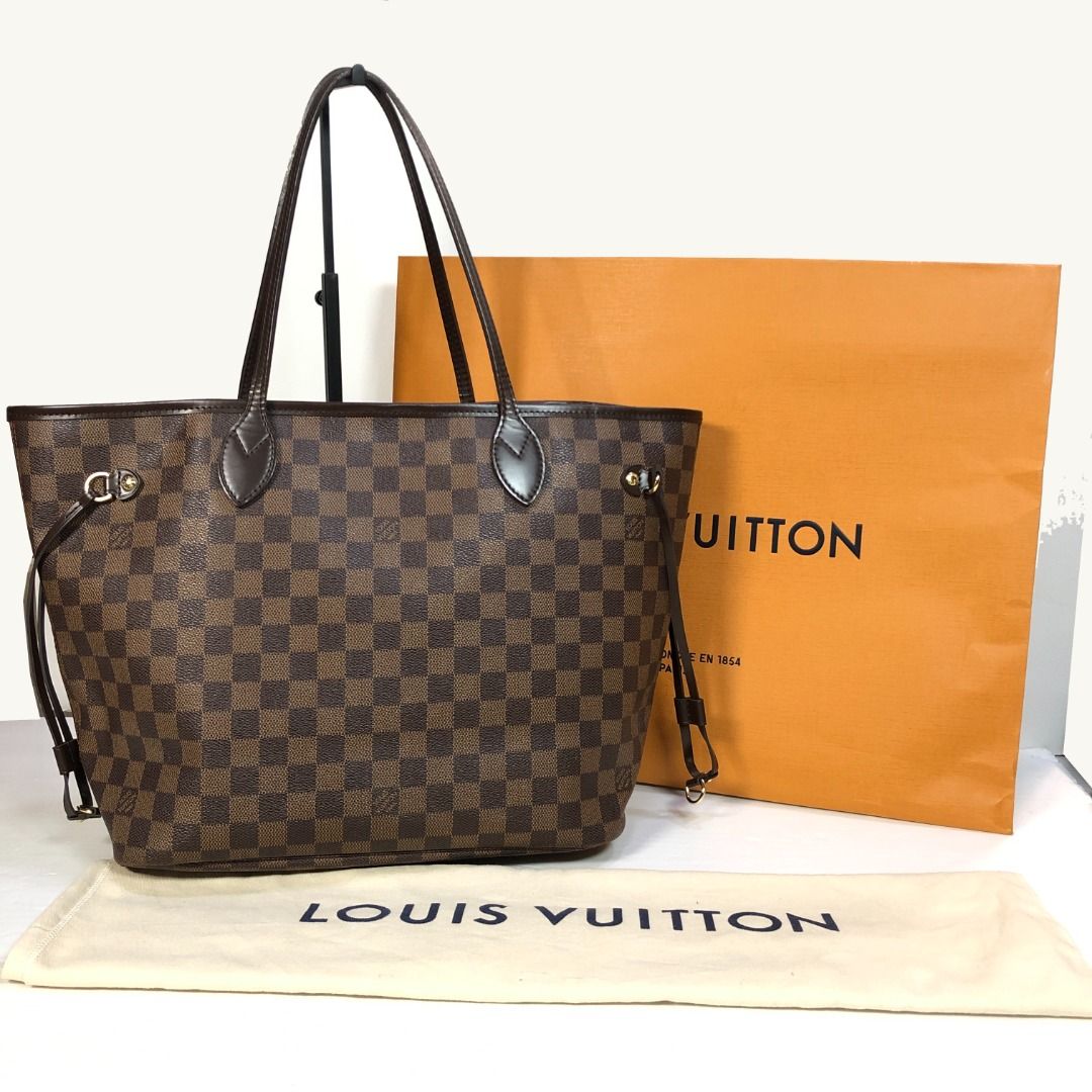 LOUIS VUITTON Damier Ebene Neverfull MM Shoulder Tote Bag GHW