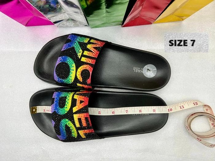 Michael Kors Rainbow Studded Slide Sandals Size 7