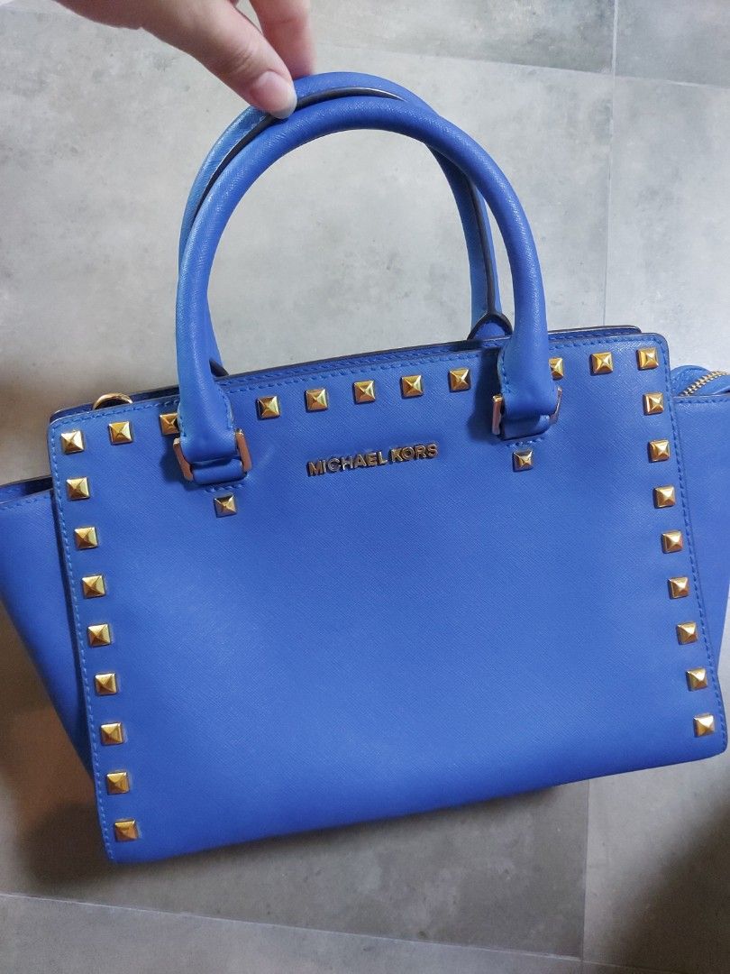 Michael Kors selma studded handbag in blue medium size