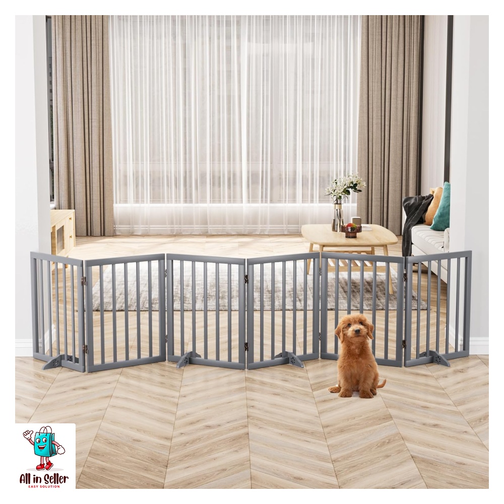 Mino Kesper Extra Wide Dog Gate 110 inches, FreeStanding Dog Gates for Doorways, Stair, House