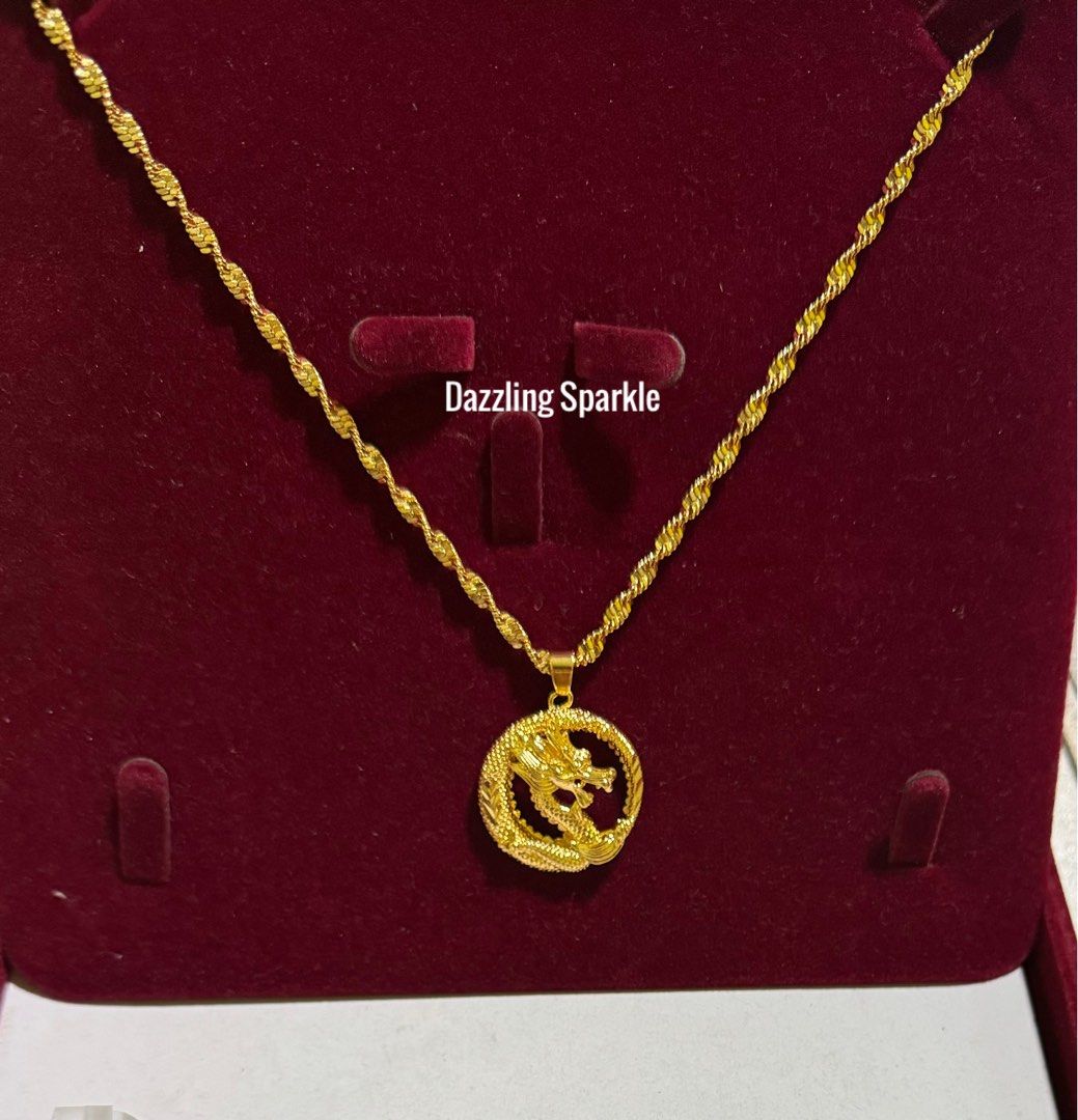 Gold round necklace set best sale
