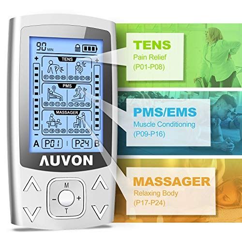 TENS Unit Muscle Stimulator,24 Modes Dual Channel Rechargeable TENS EMS  Device Electric Massager Physical Therapy Equipment for Body Pain  Management