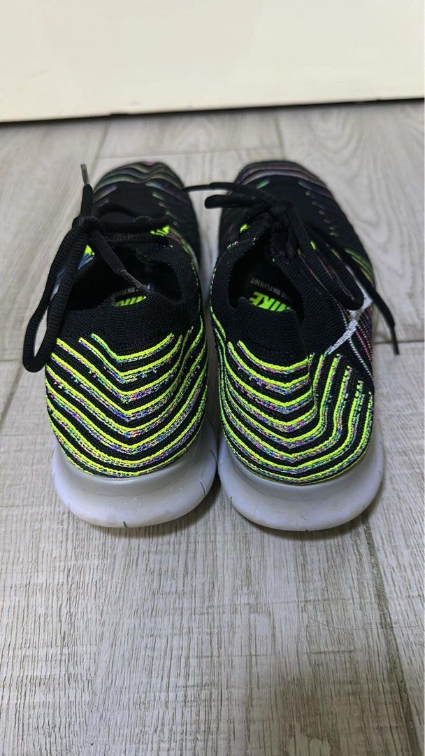 Nike Free RN Flyknit Black White Volt Blue Lagoon