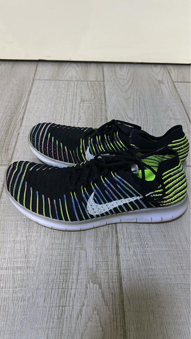 Nike free rn shop flyknit black/white-volt-blue lagoon