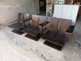 NOBUYA MATSUOKA outdoor solid wood swivel  chair 27L x 24 1/2W x  10 1/2H inches