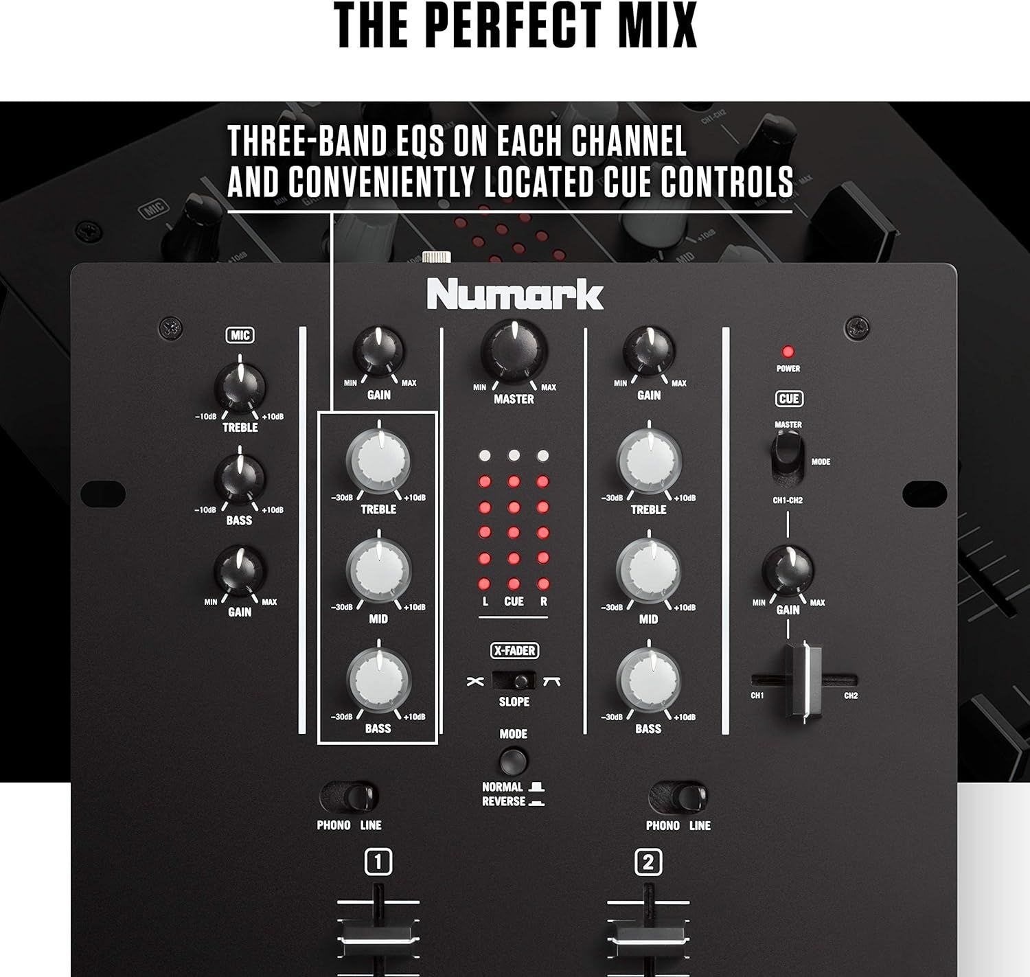 Numark M2-2-Channel Scratch DJ Mixer, Rack Mountable with 3-Band EQ ...