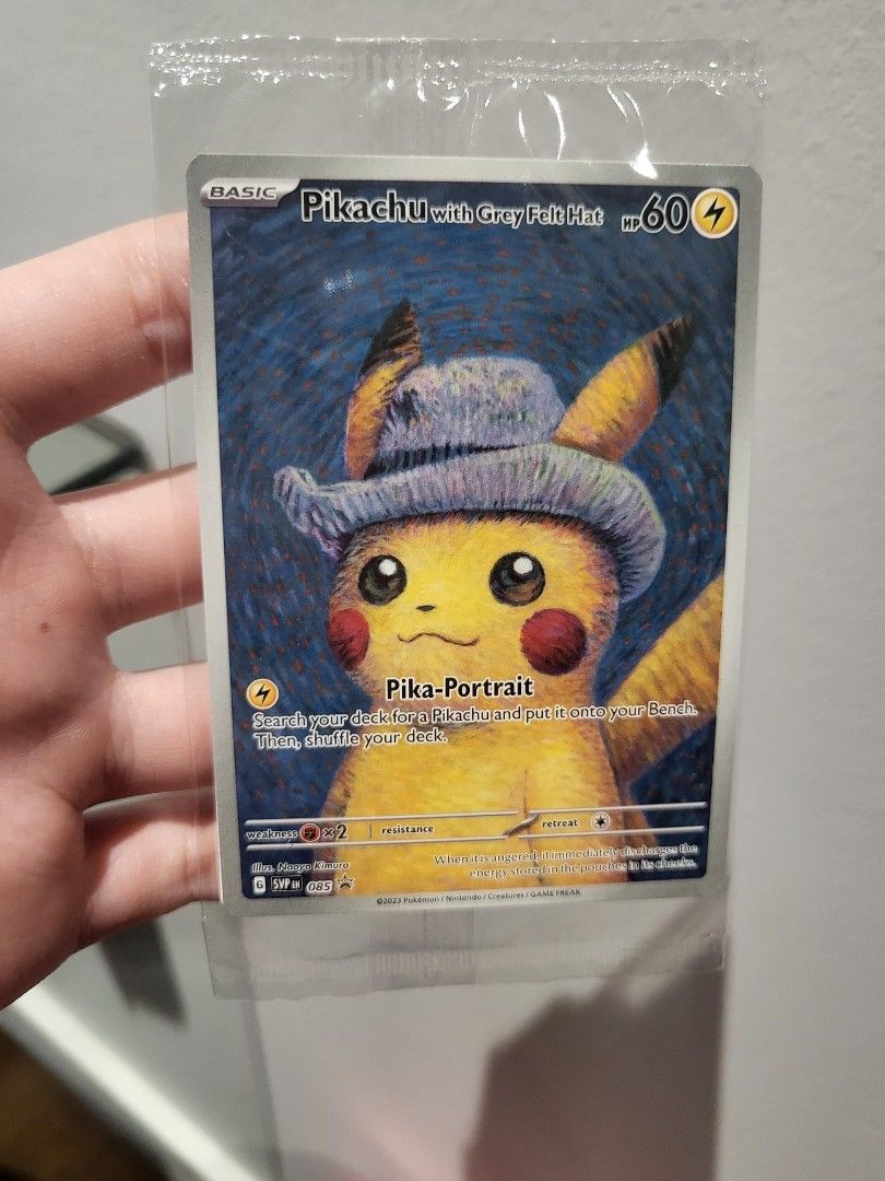 ON HAND Van Gogh Pikachu with Grey Felt Hat Sealed Promo Pokemon Card,  Hobbies & Toys, Toys & Games on Carousell