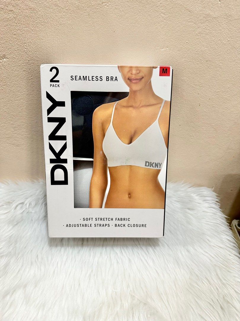 DKNY Womens Seamless Bralette 2-Pack soft stretch black gray Size M 